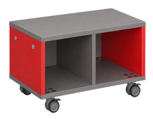 Load image into Gallery viewer, Modular storage unit with two-column cubbies for organized, visible classroom storage with customizable finishes.