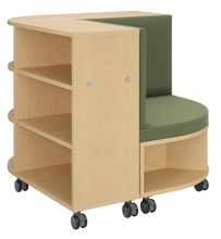 Load image into Gallery viewer, Corner mobile bookshelf with a cushion for classroom