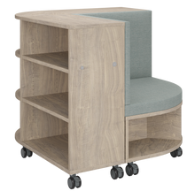 Load image into Gallery viewer, Corner mobile bookshelf with a cushion for classroom