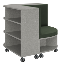 Load image into Gallery viewer, Corner mobile bookshelf with a cushion for classroom