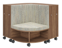 Load image into Gallery viewer, Corner mobile bookshelf with a cushion for classroom
