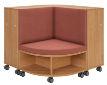 Load image into Gallery viewer, Corner mobile bookshelf with a cushion for classroom