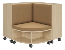Load image into Gallery viewer, Corner mobile bookshelf with a cushion for classroom