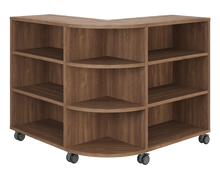 Load image into Gallery viewer, Corner mobile bookshelf with a cushion for classroom