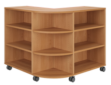 Load image into Gallery viewer, Corner mobile bookshelf with a cushion for classroom