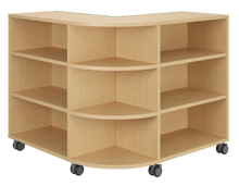Load image into Gallery viewer, Corner mobile bookshelf with a cushion for classroom