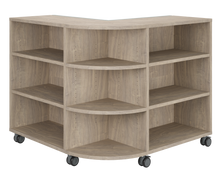 Load image into Gallery viewer, Corner mobile bookshelf with a cushion for classroom
