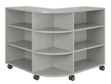 Load image into Gallery viewer, Corner mobile bookshelf with a cushion for classroom