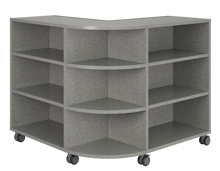 Load image into Gallery viewer, Corner mobile bookshelf with a cushion for classroom