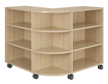 Load image into Gallery viewer, Corner mobile bookshelf with a cushion for classroom