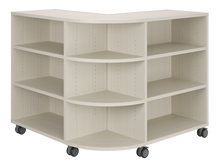 Load image into Gallery viewer, Corner mobile bookshelf with a cushion for classroom