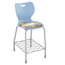 Load image into Gallery viewer, Four Leg Cafe Stool with Bookrack