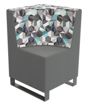 Load image into Gallery viewer, Curved corner modular soft seating chair with wraparound backrest with sled legs
