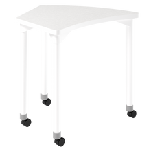 Load image into Gallery viewer, artcobell aperture shape desk with fixed leg casters