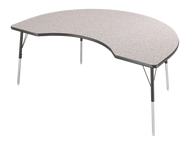 Kidney-shaped activity table with adjustable height for classroom