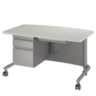 Mobile teacher desk with laminate top and privacy panel