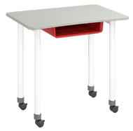 Fully welded student desk with durable laminate top, multiple shape options, and lockable mobility