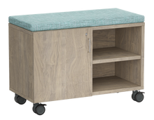 Load image into Gallery viewer, mobile teacher bench with lockable storage
