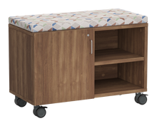 Load image into Gallery viewer, mobile teacher bench with lockable storage
