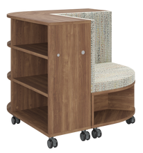 Load image into Gallery viewer, Corner mobile bookshelf with a cushion for classroom
