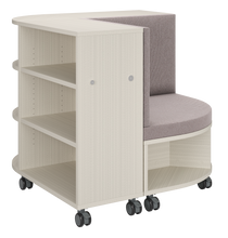 Load image into Gallery viewer, Corner mobile bookshelf with a cushion for classroom
