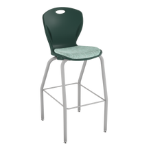 Load image into Gallery viewer, Discover four-leg stool with upholstered seat pad and sturdy frame for classrooms, cafeterias, and collaborative spaces.

