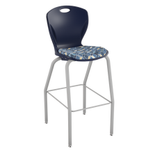 Load image into Gallery viewer, Discover four-leg stool with upholstered seat pad and sturdy frame for classrooms, cafeterias, and collaborative spaces.
