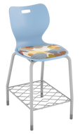 Artcobell Alphabet Four Leg Stool with a supportive seat pad and four-leg frame, designed for cafeterias and standing-height learning spaces.