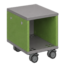 Load image into Gallery viewer, Mobile classroom storage unit with cubby and optional upholstered seat pad.
