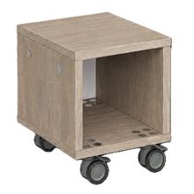 Load image into Gallery viewer, Mobile classroom storage unit with cubby and optional upholstered seat pad.
