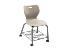 Load image into Gallery viewer, Four Leg Caster Chair with Bookrack
