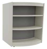 Curved mobile library and media shelving