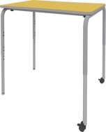 Stackable Desk with double-curve shape, two-caster legs, and stackable design